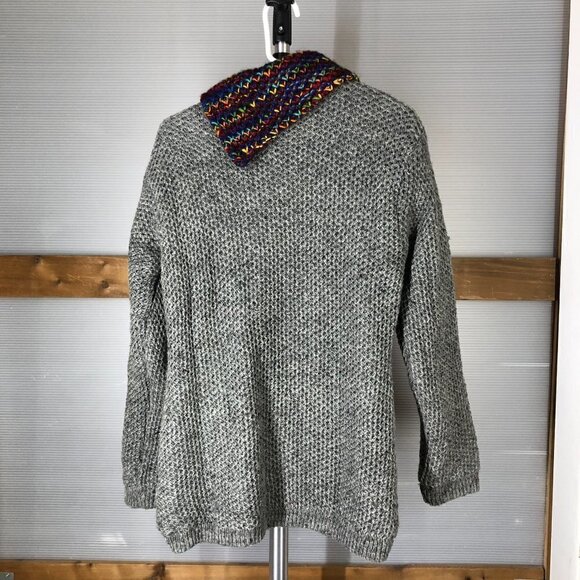 KYBER OUTERWEAR 100% Wool Handmade Textured Chunky Knit Zip Cardigan Jacket Sz L - Picture 3 of 15